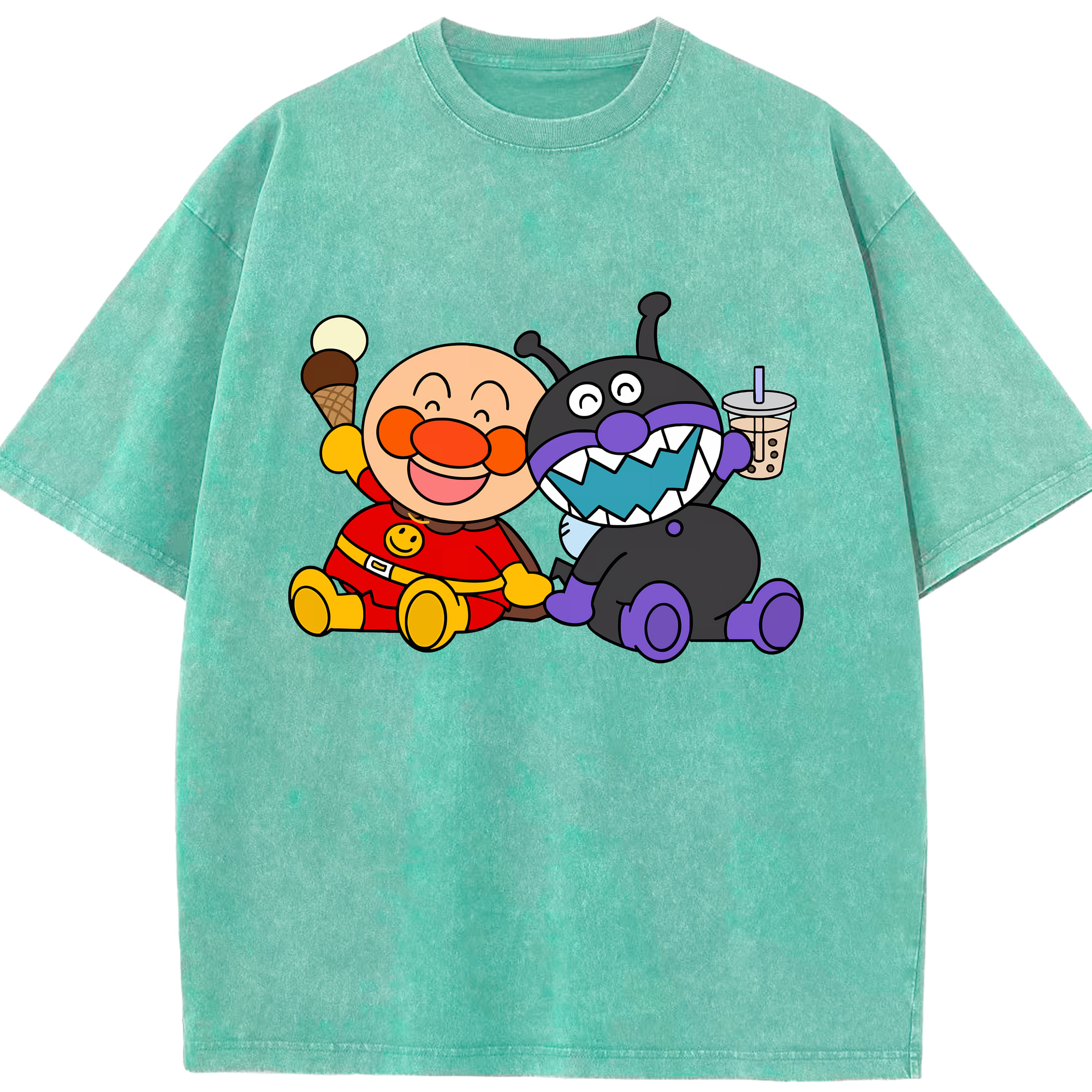 （画像用） アンパンマン Anpanman 綿100% ヴィンテージ風 半袖Tシャツ（フロントプリント）